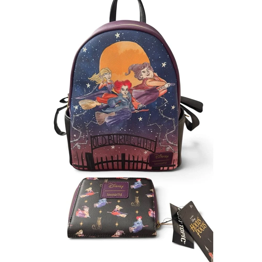 New Loungefly Disney Hocus Pocus Mini Backpack Wallet Set Sanderson Sisters